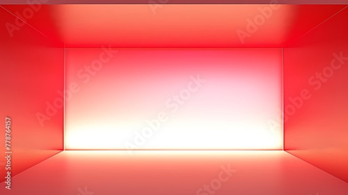  An empty room with two lights - a red one at the end and a white one at the other end