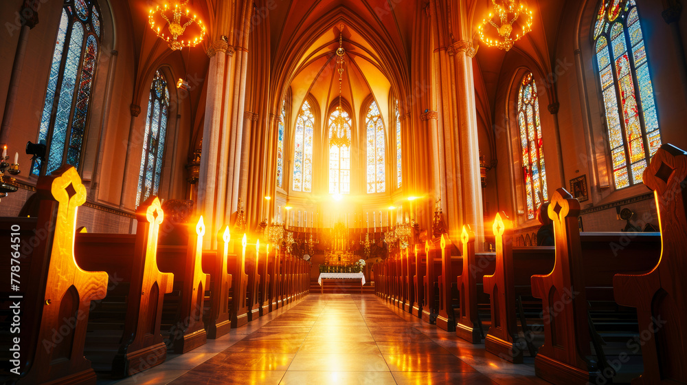 Majestic catholic cathedral interior