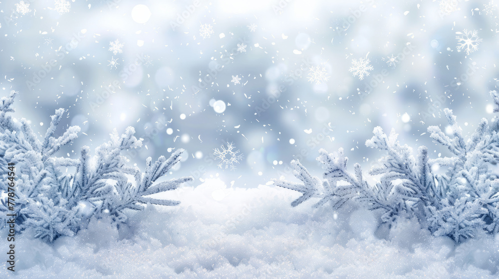 Capturing the essence of winter, this image shows frosty trees amidst a snowfall, offering a cold yet magical view Capturing the essence of winter, this image shows frosty trees amidst a snowfall, offering a cold yet magical view
