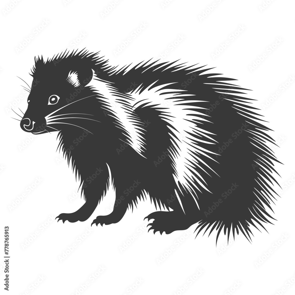 Silhouette skunk animal black color only Silhouette skunk animal black color only