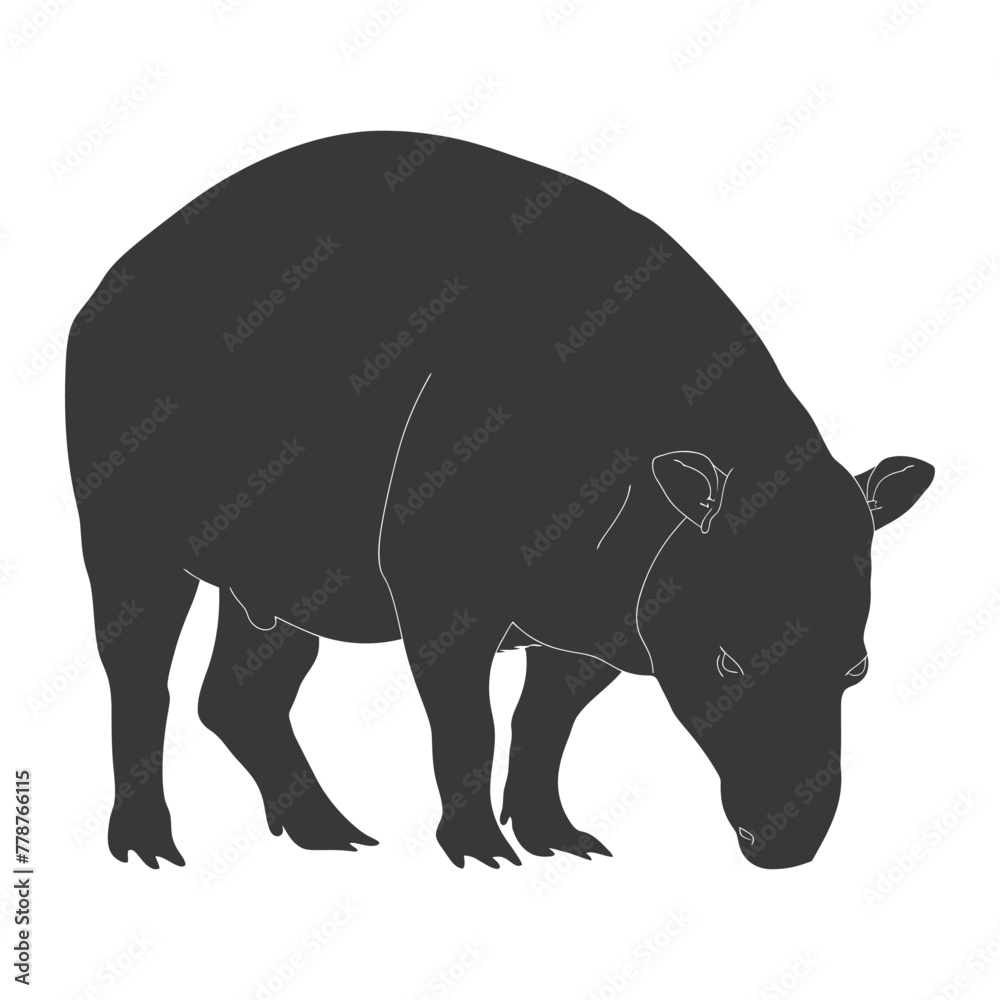 Obraz premium Silhouette tapir animal black color only