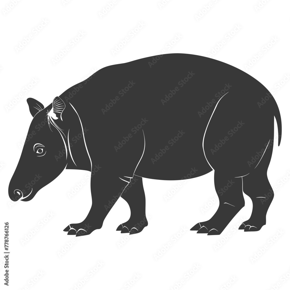 Obraz premium Silhouette tapir animal black color only