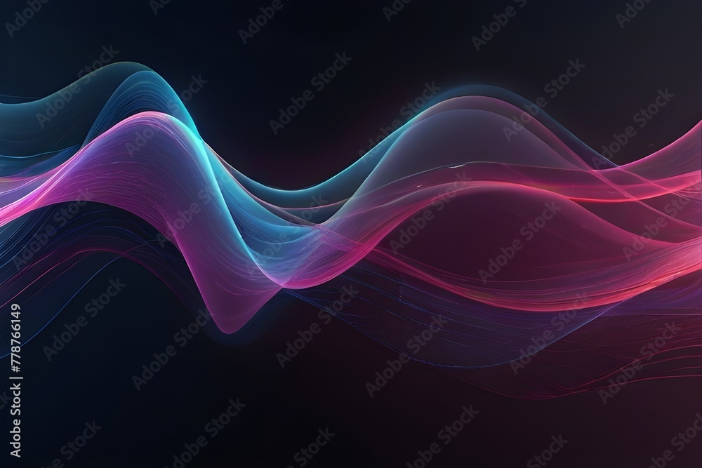 Vector abstract light lines wavy flowing dynamic in blue pink colors ...