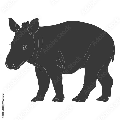 Silhouette tapir animal black color only