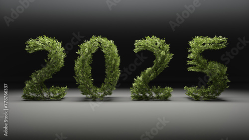 2025 natural flyer for upcoming new year as 3D illustration