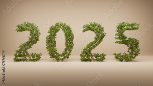 2025 nature flyer for upcoming new year as 3D rendering © rasica