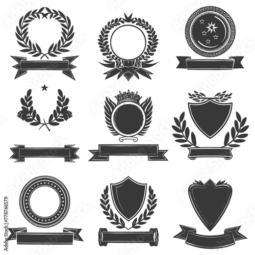 Silhouette Vintage retro vector badges and labels black color only © NikahGeh