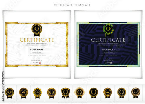 Luxury modern frames and shapes, templates for certificates of recognition, certificates of appreciation, and diplomas. Accommodates award, diploma, business and educational needs. type139(landscape)
