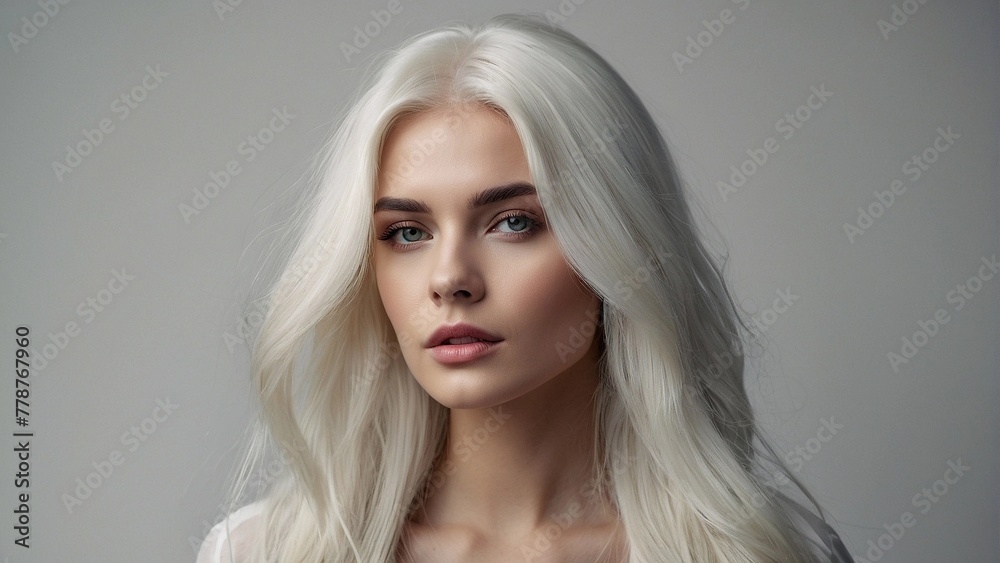Close up portrait of a beautiful woman with long blond hair on a black background Close up portrait of a beautiful woman with long blond hair on a black background
