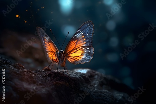 Luminous Butterfly on a Mystical Night