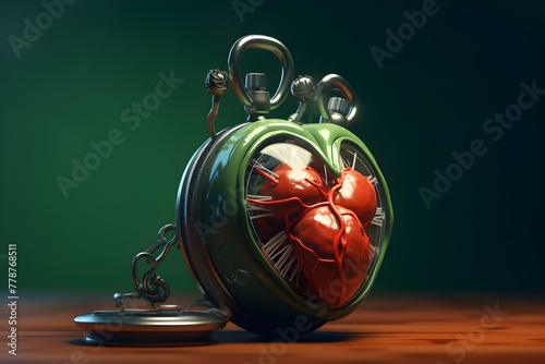 Anatomic Heart Enclosed in a Transparent Alarm Clock