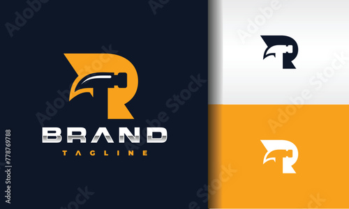 letter R hammer logo