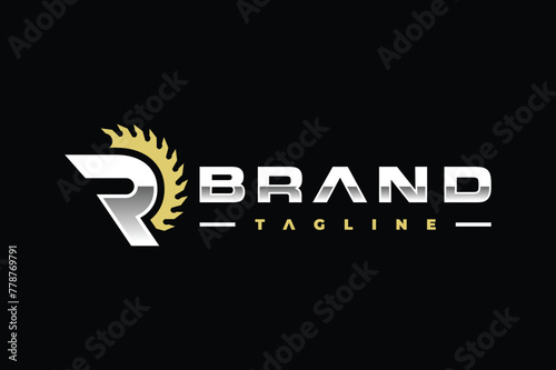 letter R circular saw logo