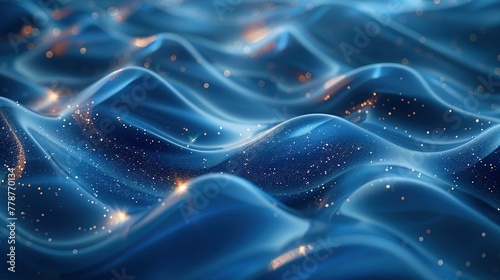 looped festive liquid BG in 4k. Abstract wavy pattern on bright glossy surface, liquid gradient blue color, waves on paint fluid in smooth animation. Glitters on viscous 3d liquid. Creative backdro © Jennifer