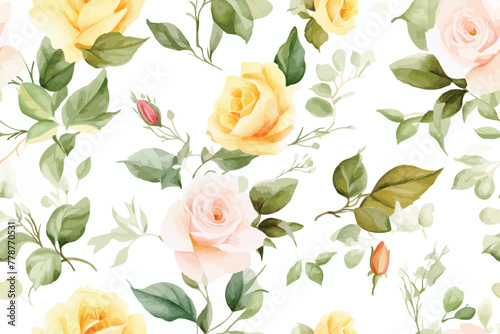Watercolor subtle floral seamless pattern, fabric design