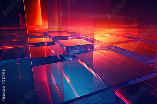 close up horizontal image of a glowing geometric shapes and layers background