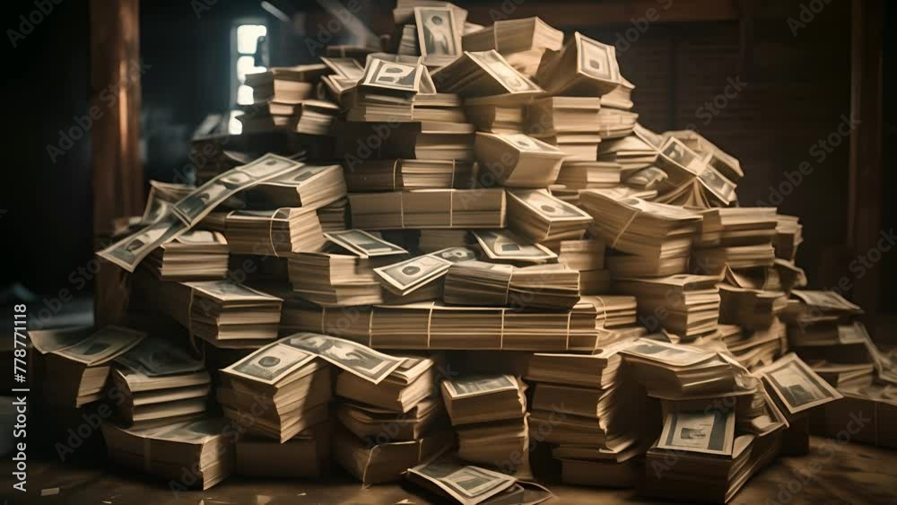 Money Pile of packs of hundred dollar bills stacks Money Pile of packs of hundred dollar bills stacks