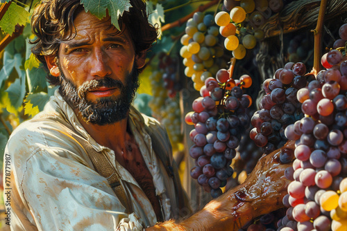 The Winemaker's Grape Harvest: Crushing Juicy Grapes - Gnerative AI