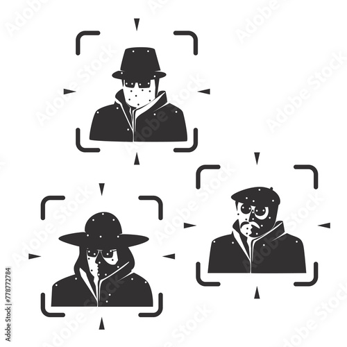 Aim target detect stranger with frame.