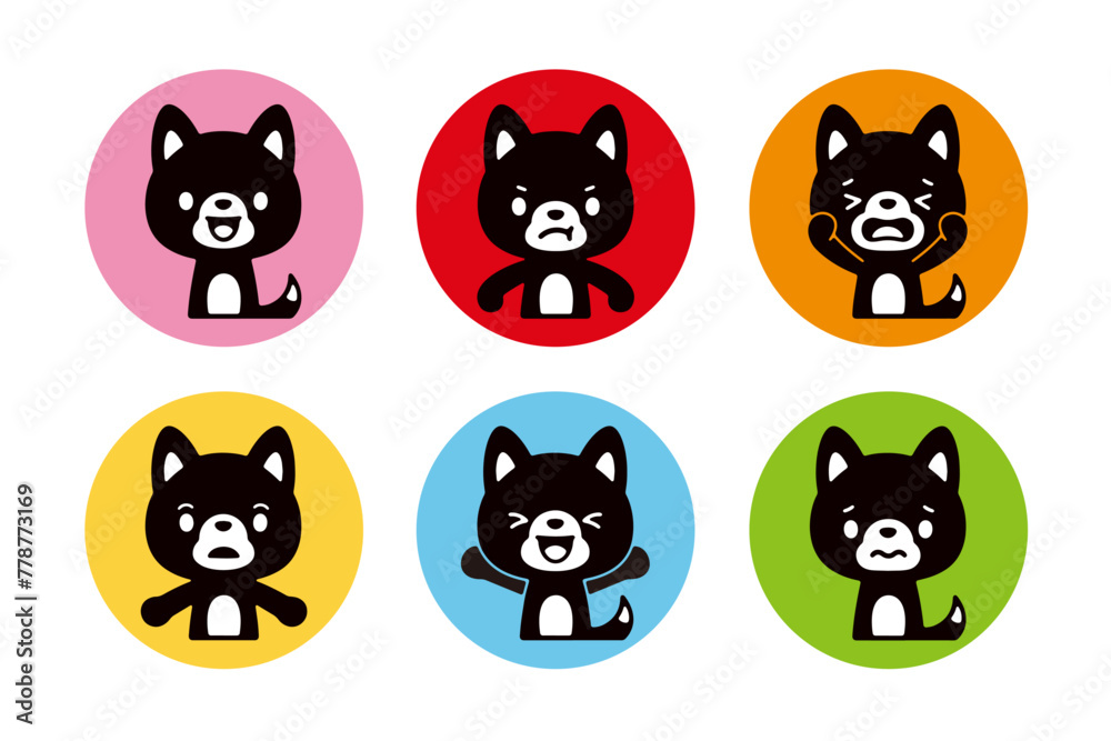 Set of silhouette icons of cute dogs in various poses Set of silhouette icons of cute dogs in various poses