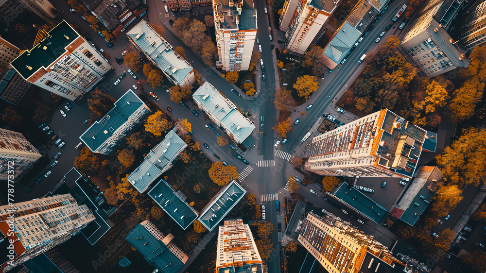 panoramic view of the city, aerial view of the city, buildings scene, biuldings in the city, top view of buildings in the city	 - obrazy, fototapety, plakaty 