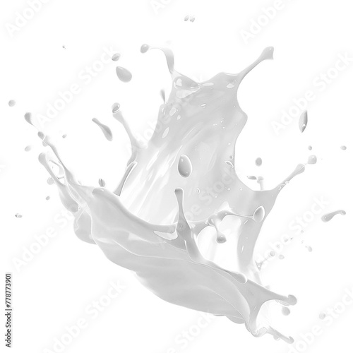 Splash of milk or cream isolated on transparent background.