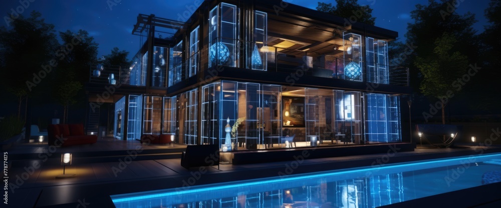 Fototapeta premium Elevate your lifestyle with futuristic smart home technology, leveraging Internet of Things (IoT) and automation to create a world of ultimate convenience at your fingertips.