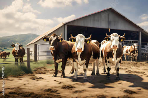 Landwirtschaft und Kühe im Kuhstall photo