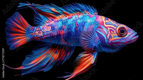 Portrait of Stunning Betta Fish and Ornamental Fish with Amazing Colors