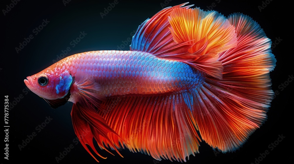 Portrait of Stunning Betta Fish and Ornamental Fish with Amazing Colors