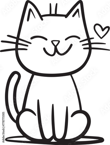 Cute si,ple line draw cat
