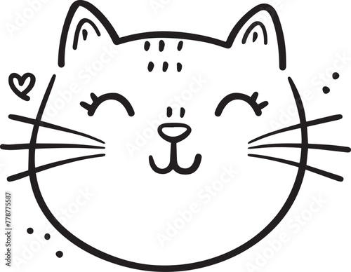 Cute si,ple line draw cat