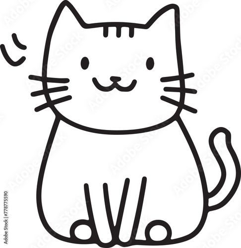 Cute si,ple line draw cat
