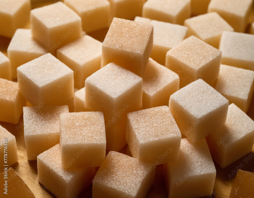 Close-up of Sugar Cubes on Wooden Background Close-up of Sugar Cubes on Wooden Background