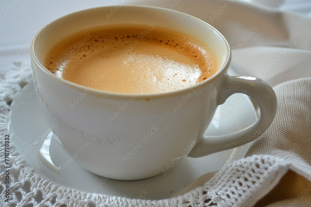 Con panna coffee in a frothy white cup, super realistic Con panna coffee in a frothy white cup, super realistic