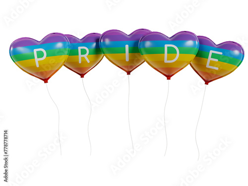 Pride month, Rainbow Balloons. Pride 3D Icon.	
