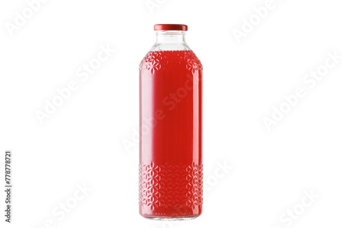 Glass Bottle of cranberry juice isolated on white background.