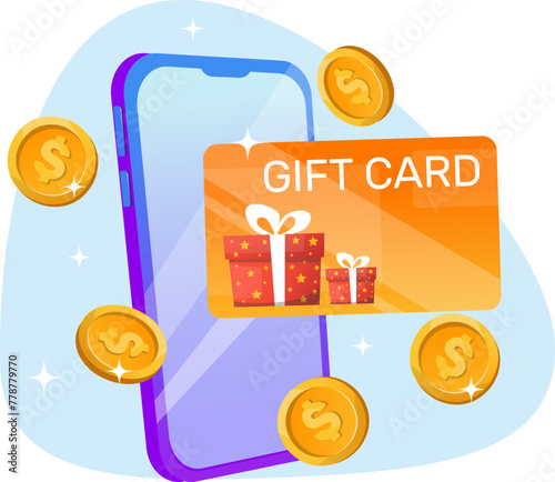  Receiving a gift card online in a cell phone application