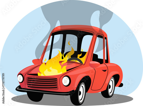 Burning car, car accident insurance