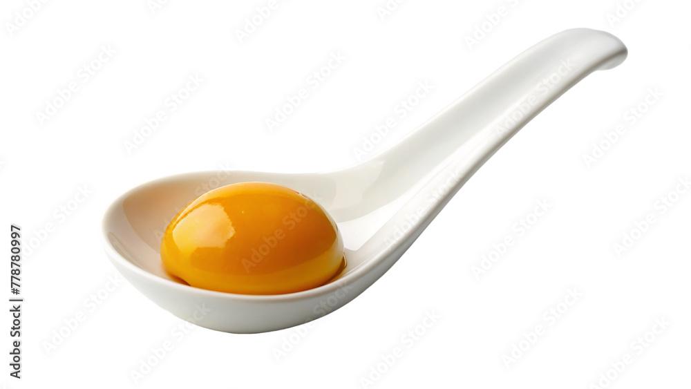 Egg yolk on white spoon isolated on transparent Egg yolk on white spoon isolated on transparent