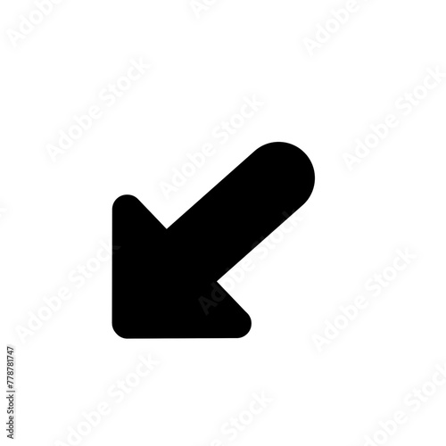 Black arrow down icon, cursor logo. Pointer internet direction web.