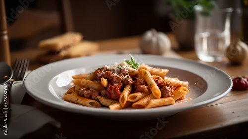 penne with a salsiccia sausagge sauce, ragu bianco