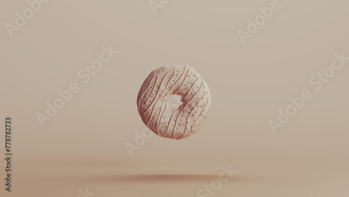Donut treat neutral backgrounds soft tones beige brown pottery ceramic background 3d illustration render digital rendering