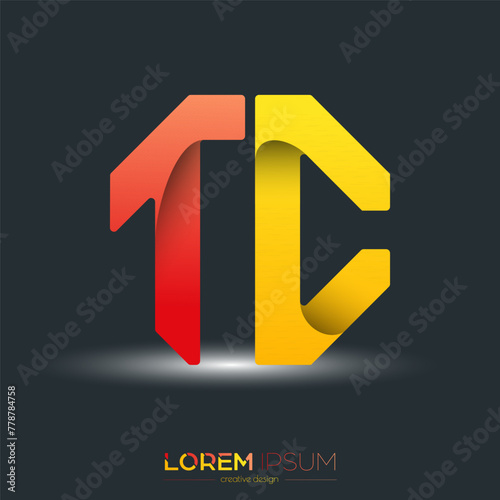 Creative design of the letters T and C. A template for a corporate brand, logo, and business card. A recognizable element of the brand name. The idea of thematic creativity