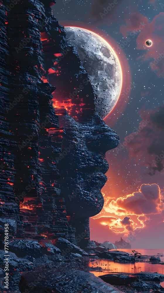 Naklejka premium Cosmic Alignment of Planets Forming the Bitcoin Symbol Showcasing the Universal Adoption of Cryptocurrency in Finance