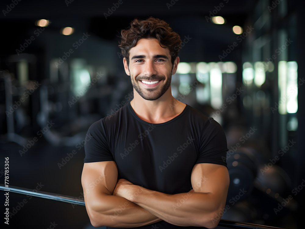 Gym Enthusiast with Beautiful Smile and Arms Crossed. Gym Enthusiast with Beautiful Smile and Arms Crossed.