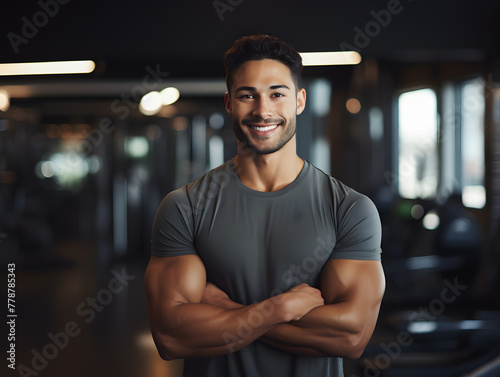 Gym Enthusiast with Beautiful Smile and Arms Crossed.