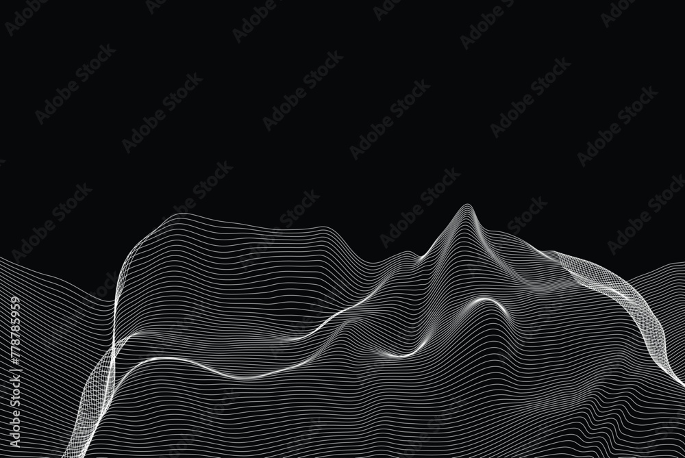 Technology 3DUI future three-dimensional virtual abstract virtual terrain material element editable graphic texture poster png packaging black background