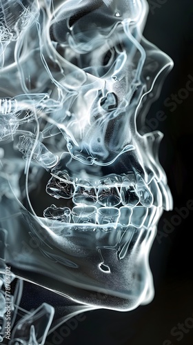 Ghostly Radiographic Anatomy A Hyper Detailed of the Human Skull in Cinematic K Precision