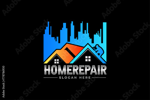 Home service  home repair  Construction Building logo design template